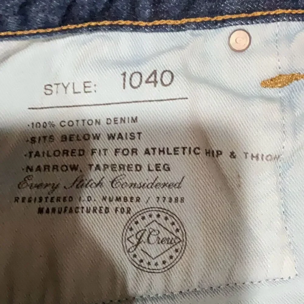 J. Crew Blue Denim 1040 Athletic Tapered Leg Jeans Size 38x32 - Picture 6 of 12